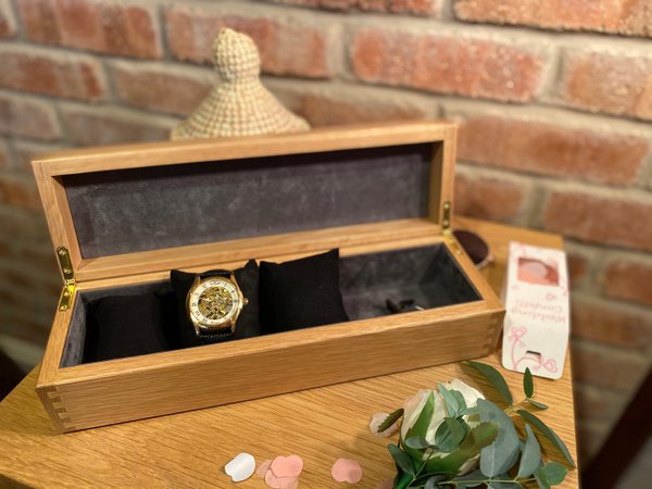 Handmade Watch and Cufflink Box - Oak