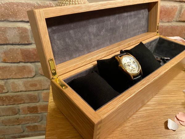 Handmade Watch and Cufflink Box - Oak