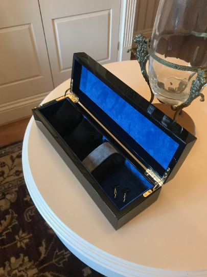 Handmade Watch and Cufflink Box - High Gloss Black Finish