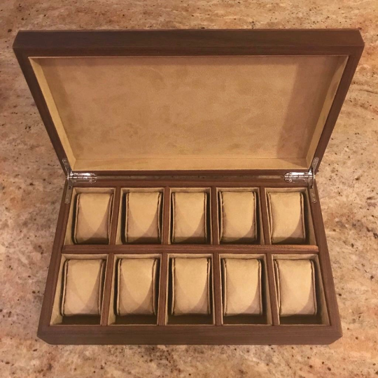 Handmade Watch Box (10 Compartments) - Burr Walnut