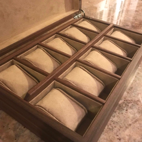 Handmade Watch Box (10 Compartments) - Burr Walnut
