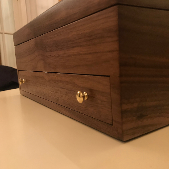 Handmade Watch Box (10 Compartments and Drawer) - Burr Walnut